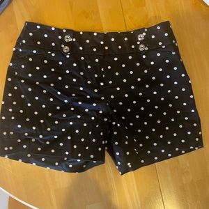 Adorable WHBM black shorts with white polka dots. Size 2